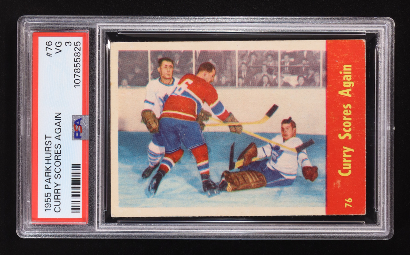 Floyd Curry 1955 Parkhurst Curry Scores Again #76 (PSA 3) at PristineAuction.com Floyd Curry 1955 Parkhurst Curry Scores Again #76 (PSA 3) at PristineAuction.com