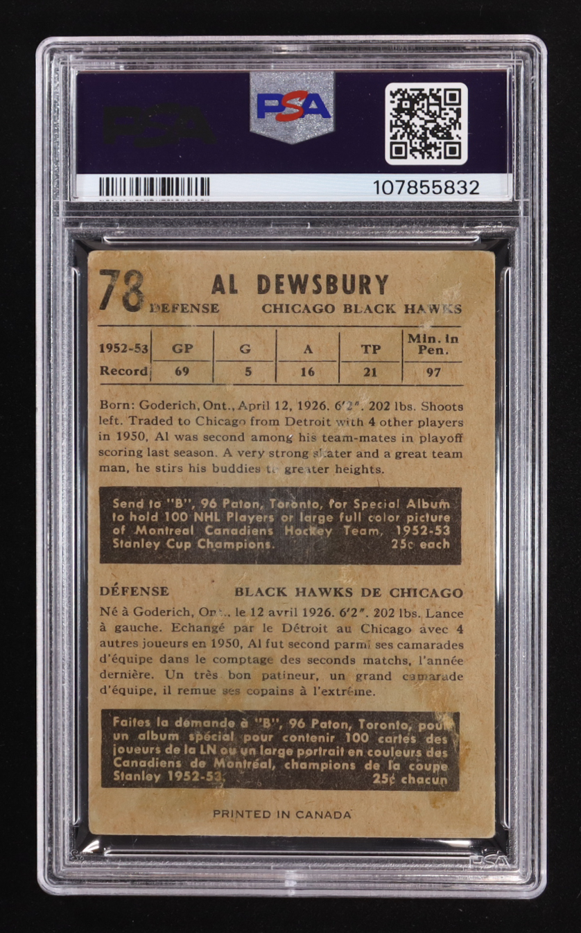 Al Dewsbury 1953-54 Parkhurst #78 (PSA 2) at PristineAuction.com Al Dewsbury 1953-54 Parkhurst #78 (PSA 2) at PristineAuction.com