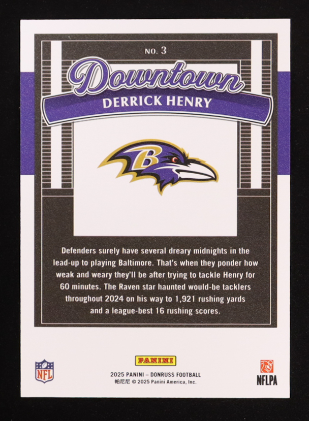 Derrick Henry 2025 Donruss Downtown #3 at PristineAuction.com Derrick Henry 2025 Donruss Downtown #3 at PristineAuction.com
