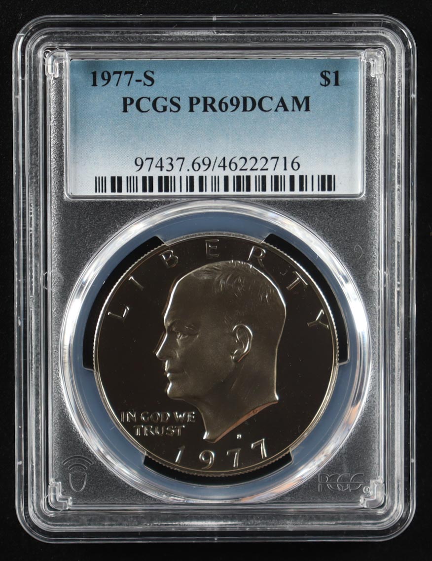 1977-S Eisenhower Silver $1 Dollar - Deep Cameo Proof (PCGS PR69DCAM) at PristineAuction.com 1977-S Eisenhower Silver $1 Dollar - Deep Cameo Proof (PCGS PR69DCAM) at PristineAuction.com