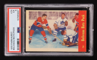 Harry Lumley / Jean Beliveau 1955 Parkhurst Beliveau Bats Puck #74 (PSA 5) at PristineAuction.com