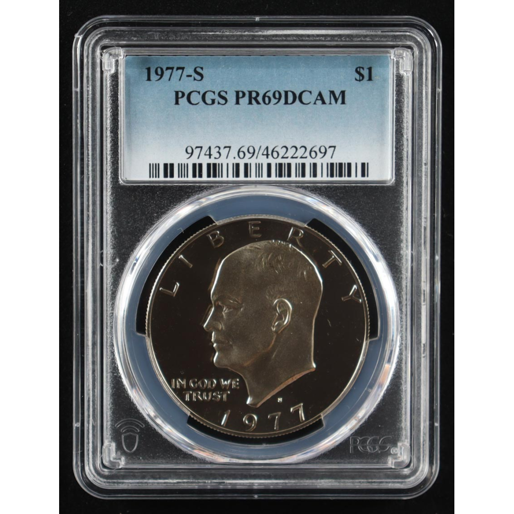 1977-S Eisenhower Silver $1 Dollar - Deep Cameo Proof (PCGS PR69DCAM) at PristineAuction.com