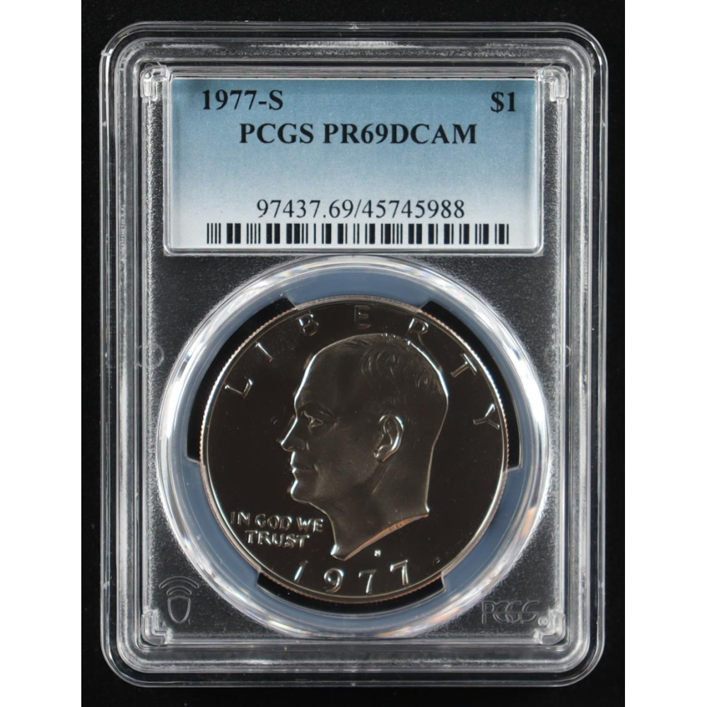 1977-S Eisenhower Silver $1 Dollar - Deep Cameo Proof (PCGS PR69DCAM) at PristineAuction.com