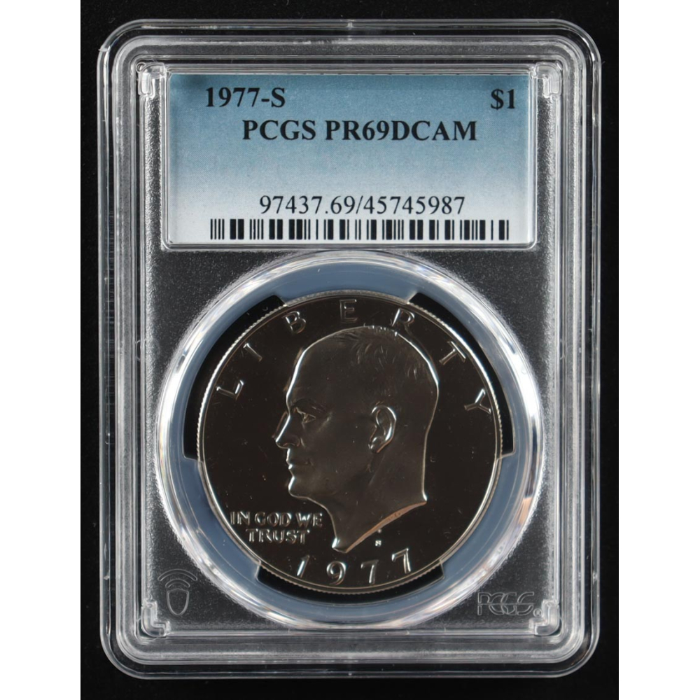 1977-S Eisenhower Silver $1 Dollar - Deep Cameo Proof (PCGS PR69DCAM) at PristineAuction.com