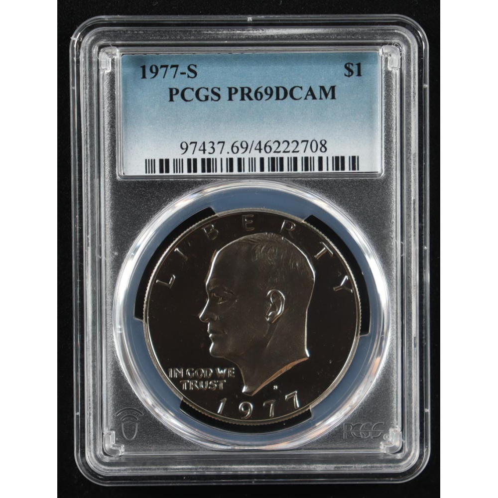 1977-S Eisenhower Silver $1 Dollar - Deep Cameo Proof (PCGS PR69DCAM) at PristineAuction.com