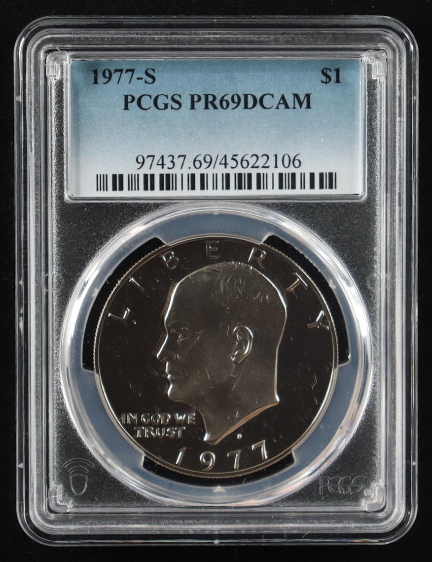 1977-S Eisenhower Silver $1 Dollar - Deep Cameo Proof (PCGS PR69DCAM) at PristineAuction.com 1977-S Eisenhower Silver $1 Dollar - Deep Cameo Proof (PCGS PR69DCAM) at PristineAuction.com