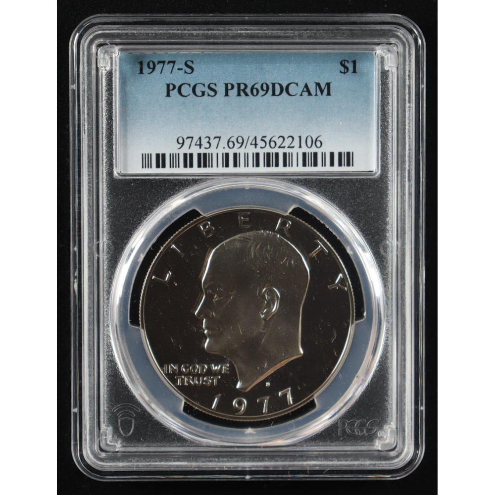 1977-S Eisenhower Silver $1 Dollar - Deep Cameo Proof (PCGS PR69DCAM) at PristineAuction.com