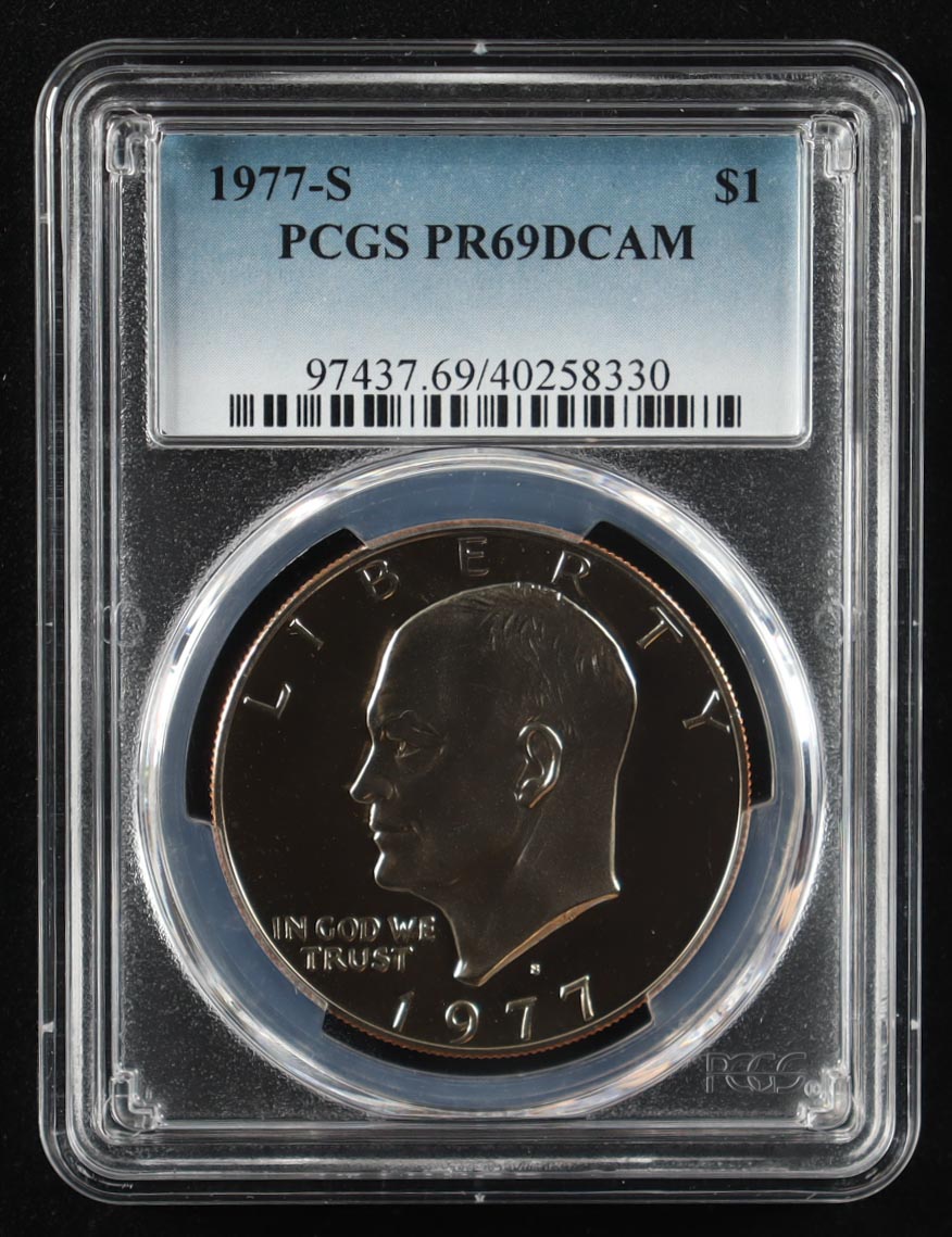 1977-S Eisenhower Silver $1 Dollar - Deep Cameo Proof (PCGS PR69DCAM) at PristineAuction.com 1977-S Eisenhower Silver $1 Dollar - Deep Cameo Proof (PCGS PR69DCAM) at PristineAuction.com