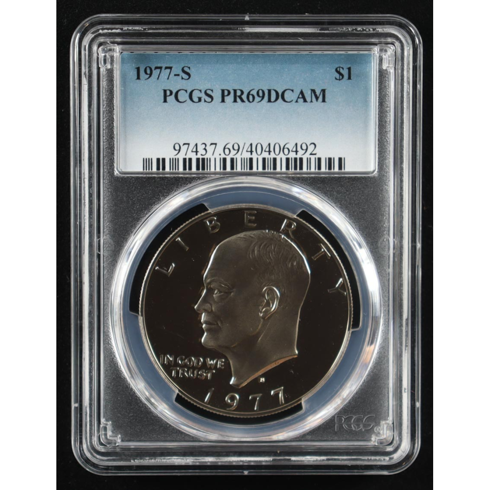 1977-S Eisenhower Silver $1 Dollar - Deep Cameo Proof (PCGS PR69DCAM) at PristineAuction.com