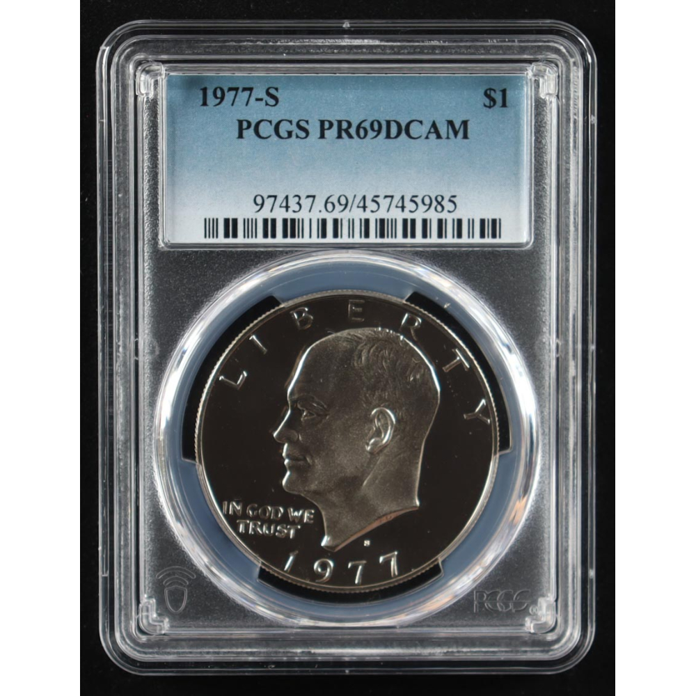 1977-S Eisenhower Silver $1 Dollar - Deep Cameo Proof (PCGS PR69DCAM) at PristineAuction.com