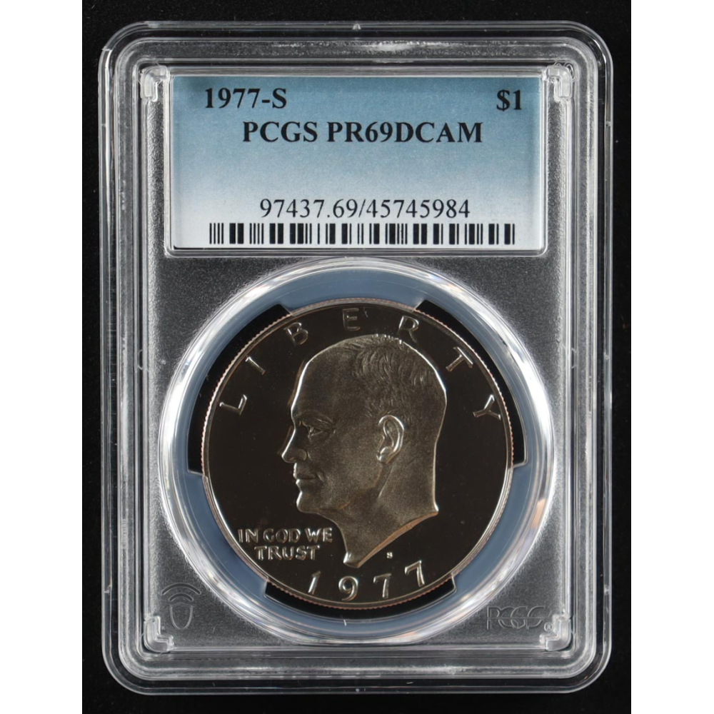 1977-S Eisenhower Silver $1 Dollar - Deep Cameo Proof (PCGS PR69DCAM) at PristineAuction.com