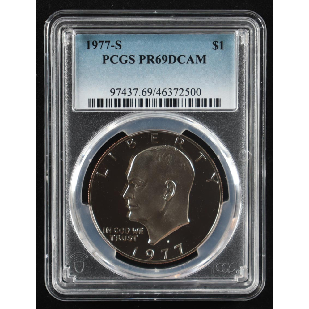 1977-S Eisenhower Silver $1 Dollar - Deep Cameo Proof (PCGS PR69DCAM) at PristineAuction.com