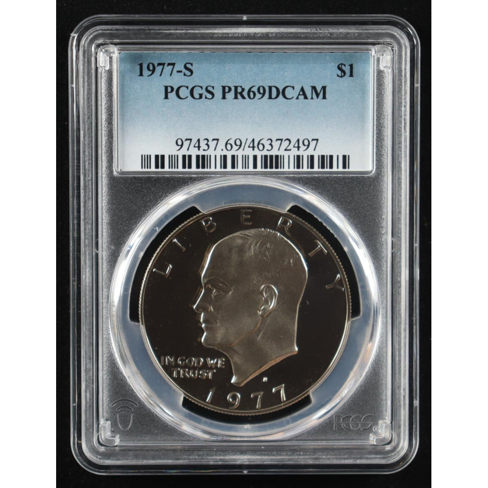 1977-S Eisenhower Silver $1 Dollar - Deep Cameo Proof (PCGS PR69DCAM) at PristineAuction.com