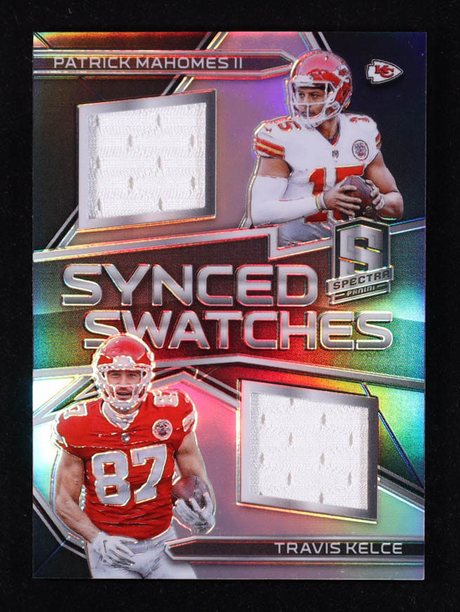 Travis Kelce / Patrick Mahomes II 2018 Panini Spectra Synced Swatches #30 #01/99 at PristineAuction.com Travis Kelce / Patrick Mahomes II 2018 Panini Spectra Synced Swatches #30 #01/99 at PristineAuction.com
