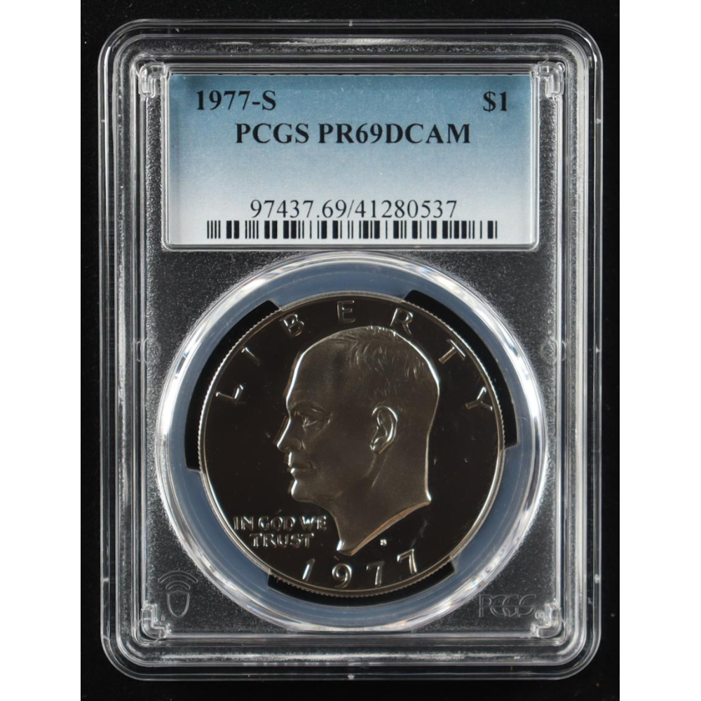 1977-S Eisenhower Silver $1 Dollar - Deep Cameo Proof (PCGS PR69DCAM) at PristineAuction.com