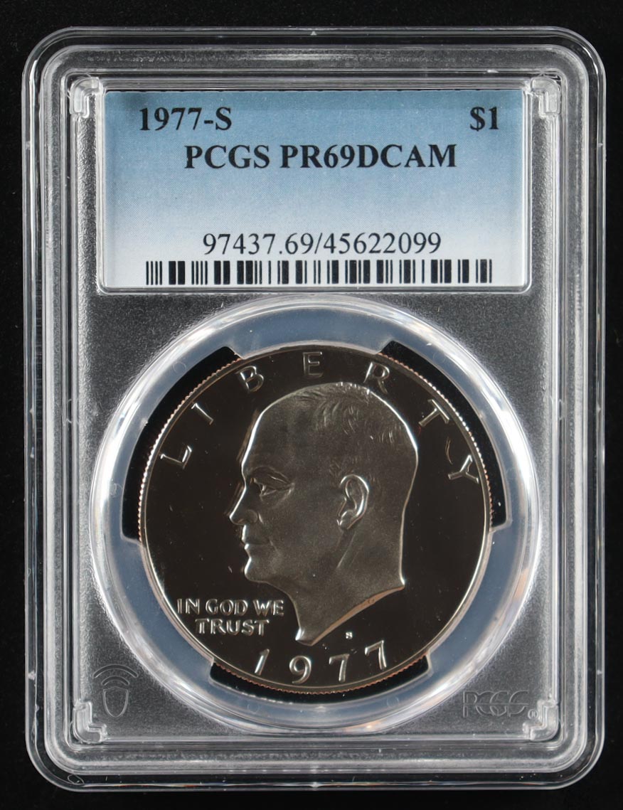 1977-S Eisenhower Silver $1 Dollar - Deep Cameo Proof (PCGS PR69DCAM) at PristineAuction.com 1977-S Eisenhower Silver $1 Dollar - Deep Cameo Proof (PCGS PR69DCAM) at PristineAuction.com