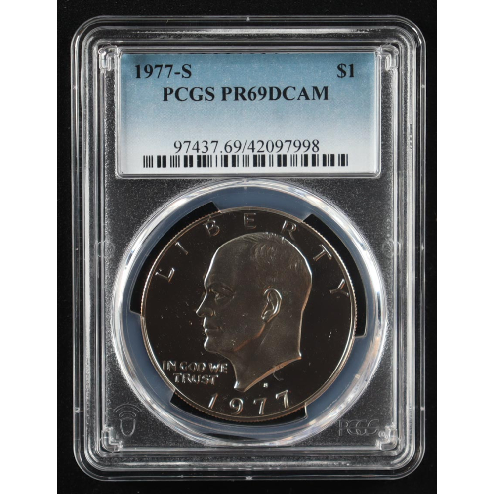 1977-S Eisenhower Silver $1 Dollar - Deep Cameo Proof (PCGS PR69DCAM) at PristineAuction.com