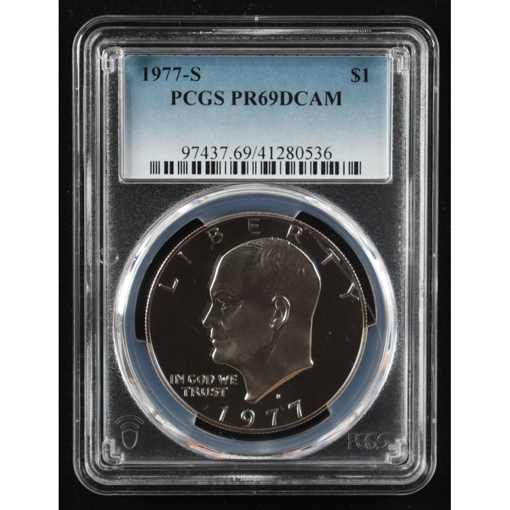 1977-S Eisenhower Silver $1 Dollar - Deep Cameo Proof (PCGS PR69DCAM) at PristineAuction.com