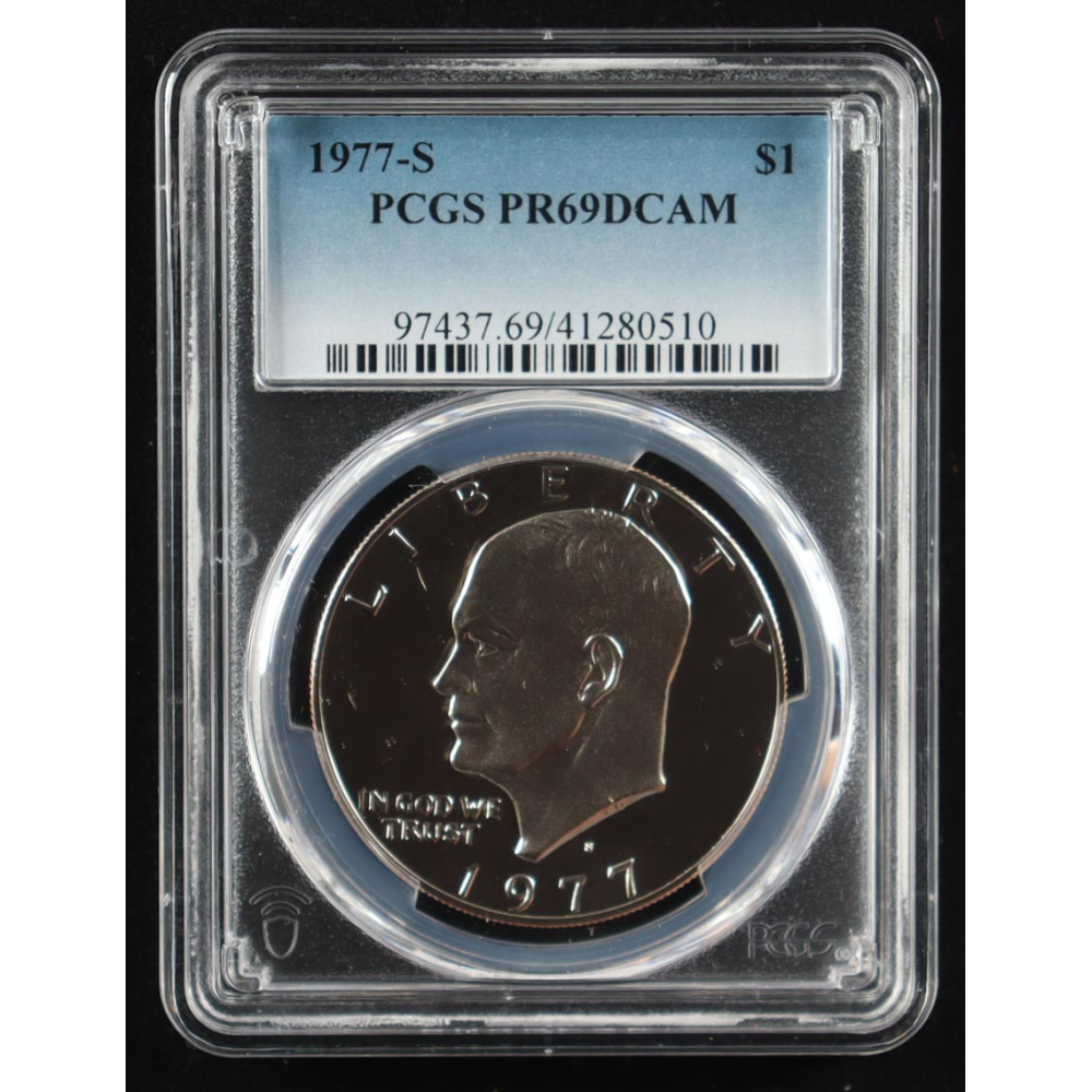 1977-S Eisenhower Silver $1 Dollar - Deep Cameo Proof (PCGS PR69DCAM) at PristineAuction.com