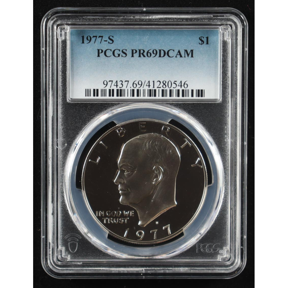 1977-S Eisenhower Silver $1 Dollar - Deep Cameo Proof (PCGS PR69DCAM) at PristineAuction.com