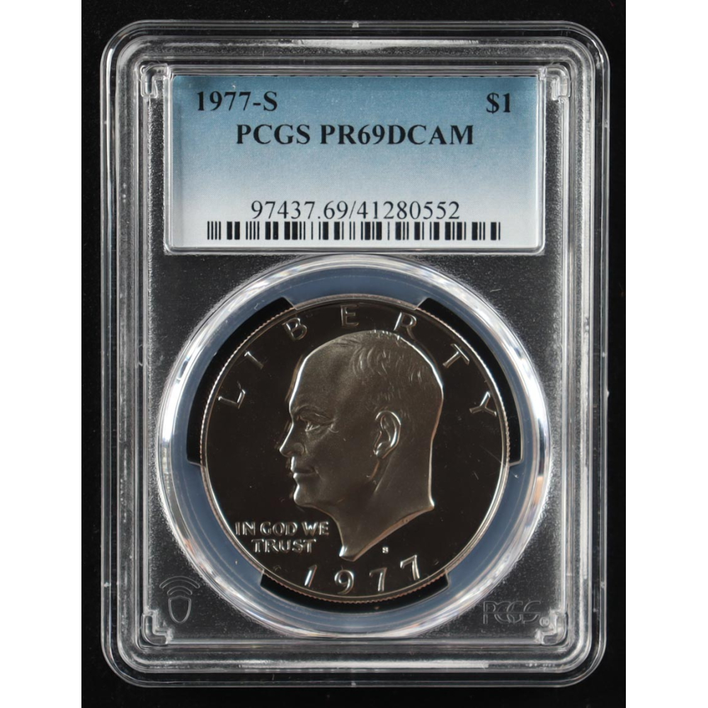 1977-S Eisenhower Silver $1 Dollar - Deep Cameo Proof (PCGS PR69DCAM) at PristineAuction.com