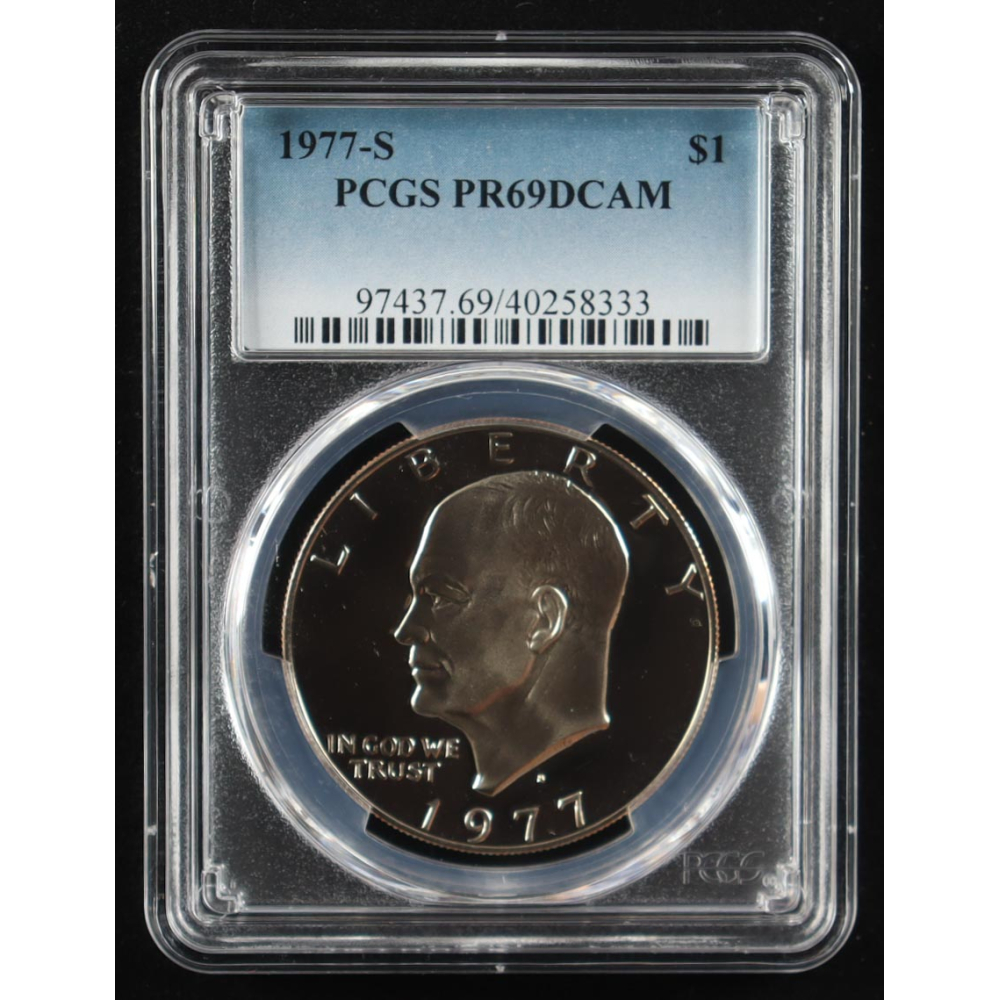 1977-S Eisenhower Silver $1 Dollar - Deep Cameo Proof (PCGS PR69DCAM) at PristineAuction.com