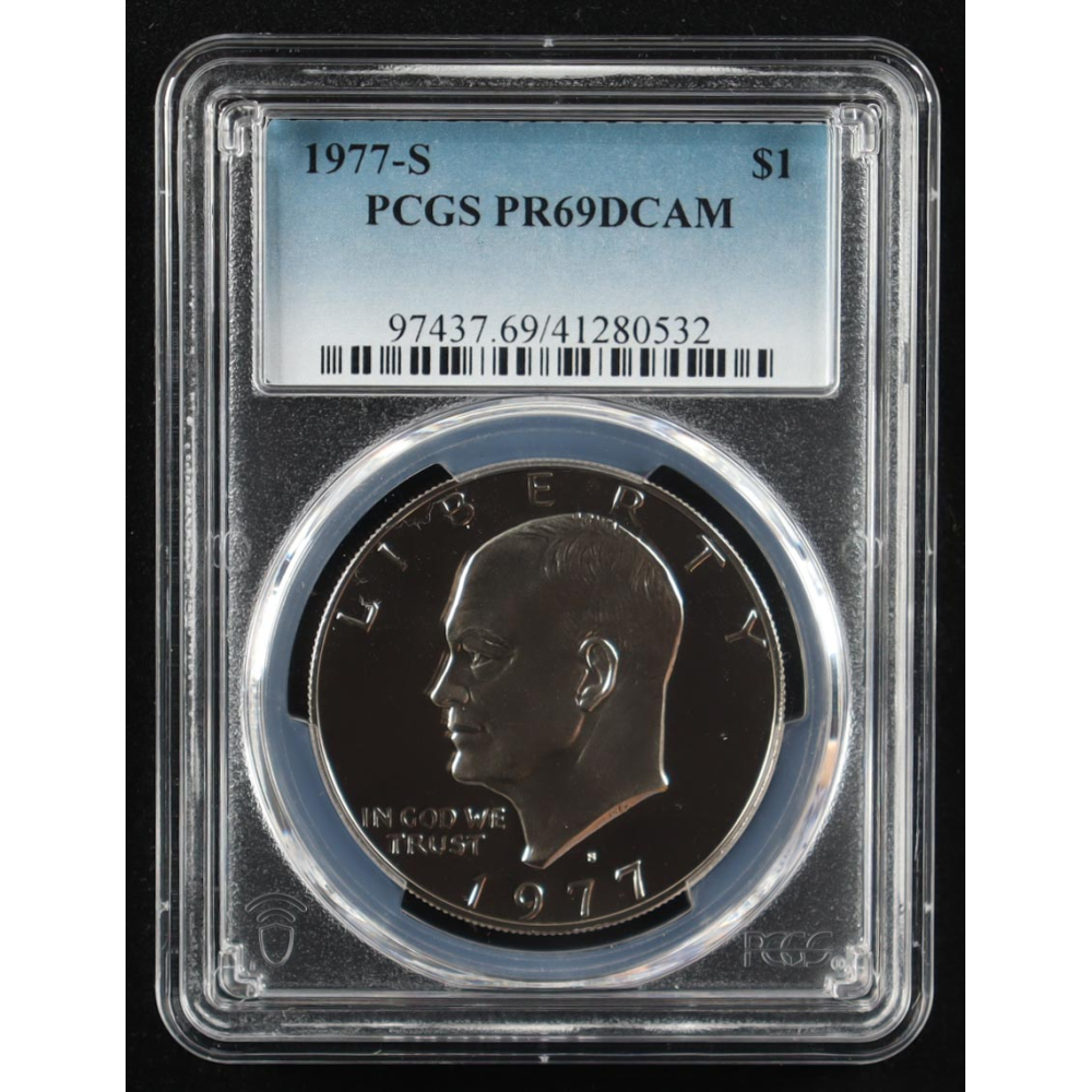 1977-S Eisenhower Silver $1 Dollar - Deep Cameo Proof (PCGS PR69DCAM) at PristineAuction.com