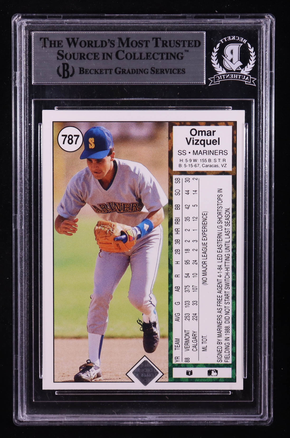 Omar Vizquel Signed 1989 Upper Deck #787 RC (BGS Encapsulated) at PristineAuction.com Omar Vizquel Signed 1989 Upper Deck #787 RC (BGS Encapsulated) at PristineAuction.com