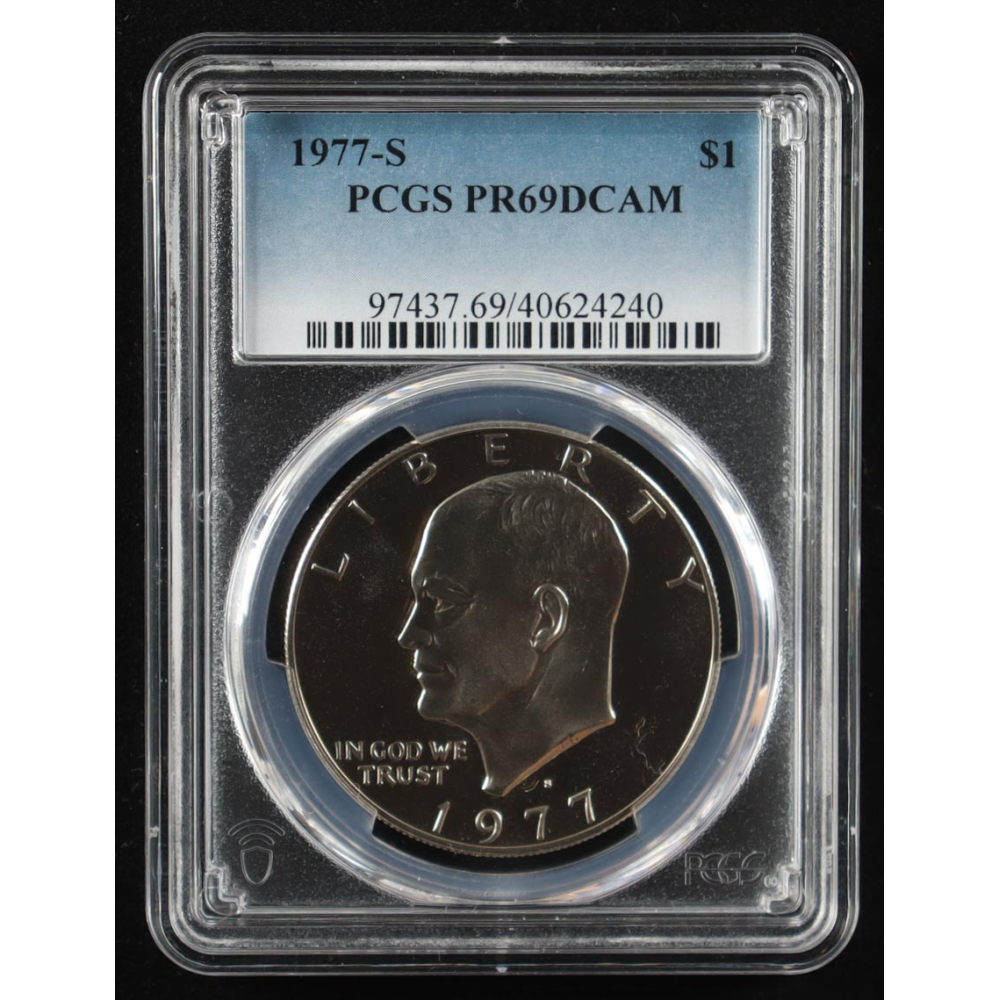 1977-S Eisenhower Silver $1 Dollar - Deep Cameo Proof (PCGS PR69DCAM) at PristineAuction.com