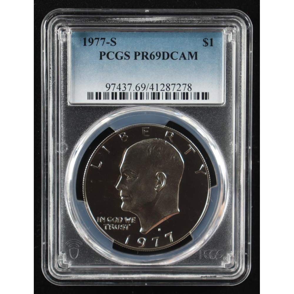 1977-S Eisenhower Silver $1 Dollar - Deep Cameo Proof (PCGS PR69DCAM) at PristineAuction.com