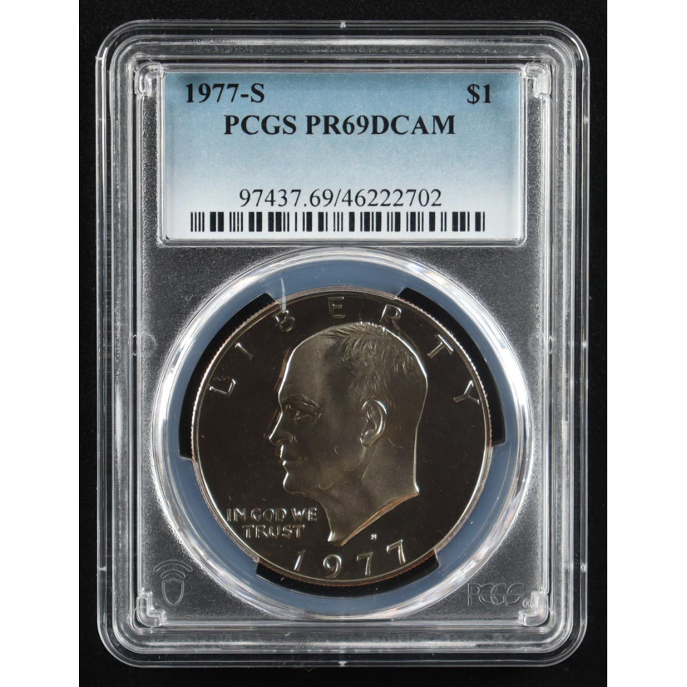 1977-S Eisenhower Silver $1 Dollar - Deep Cameo Proof (PCGS PR69DCAM) at PristineAuction.com