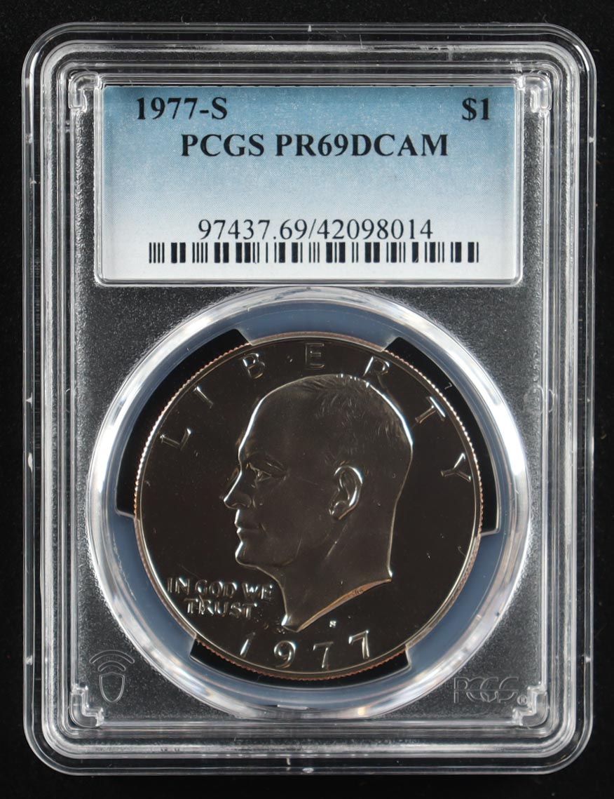1977-S Eisenhower Silver $1 Dollar - Deep Cameo Proof (PCGS PR69DCAM) at PristineAuction.com 1977-S Eisenhower Silver $1 Dollar - Deep Cameo Proof (PCGS PR69DCAM) at PristineAuction.com
