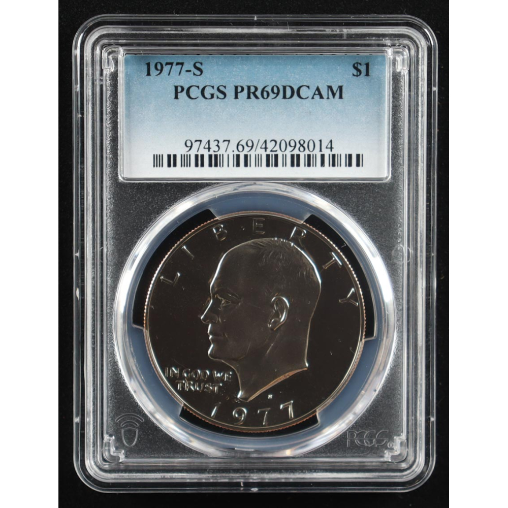 1977-S Eisenhower Silver $1 Dollar - Deep Cameo Proof (PCGS PR69DCAM) at PristineAuction.com