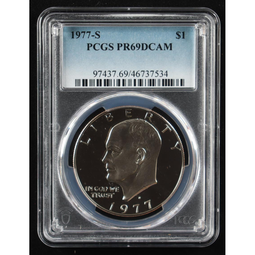 1977-S Eisenhower Silver $1 Dollar - Deep Cameo Proof (PCGS PR69DCAM) at PristineAuction.com