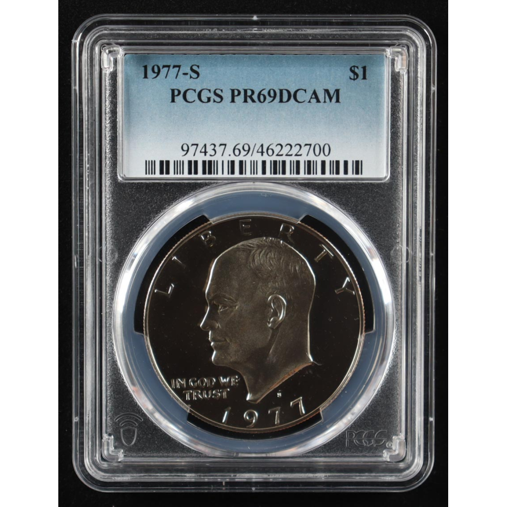 1977-S Eisenhower Silver $1 Dollar - Deep Cameo Proof (PCGS PR69DCAM) at PristineAuction.com