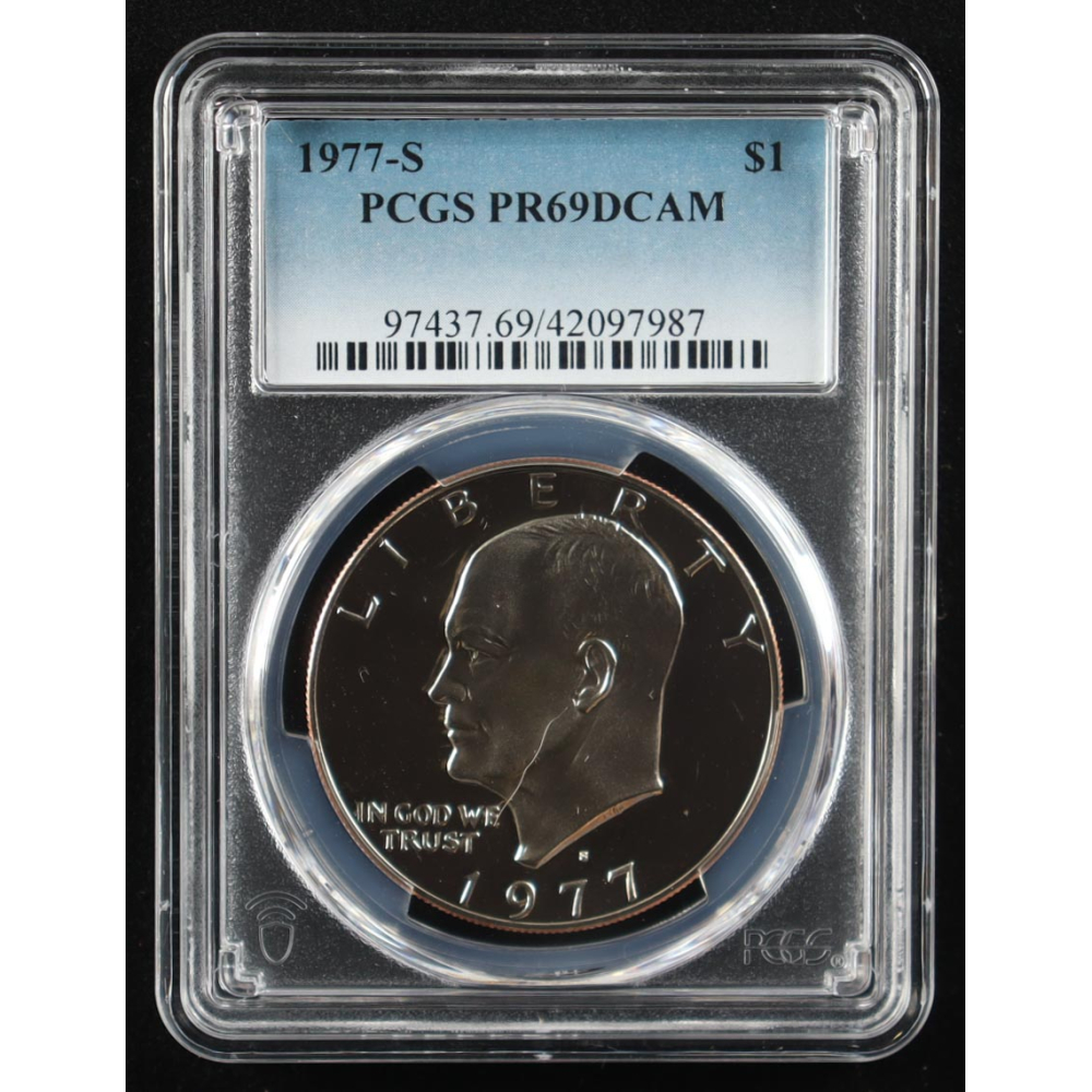 1977-S Eisenhower Silver $1 Dollar - Deep Cameo Proof (PCGS PR69DCAM) at PristineAuction.com