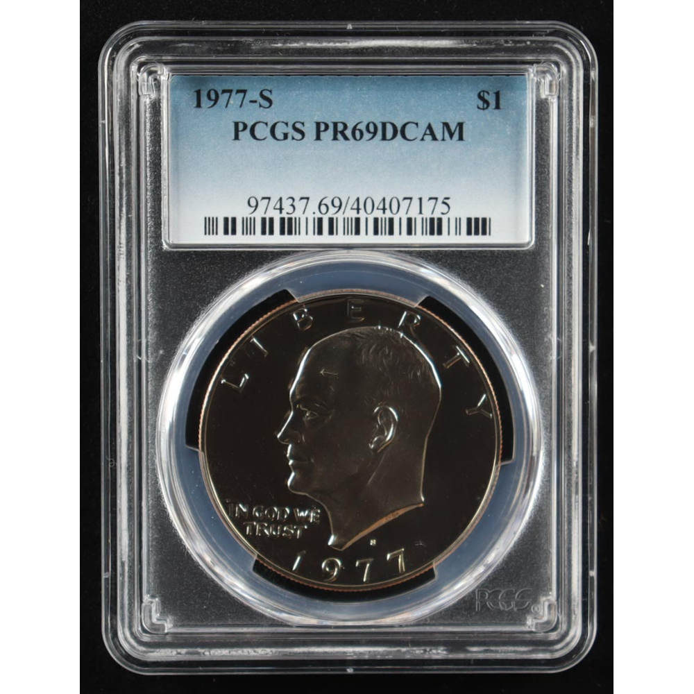 1977-S Eisenhower Silver $1 Dollar - Deep Cameo Proof (PCGS PR69DCAM) at PristineAuction.com