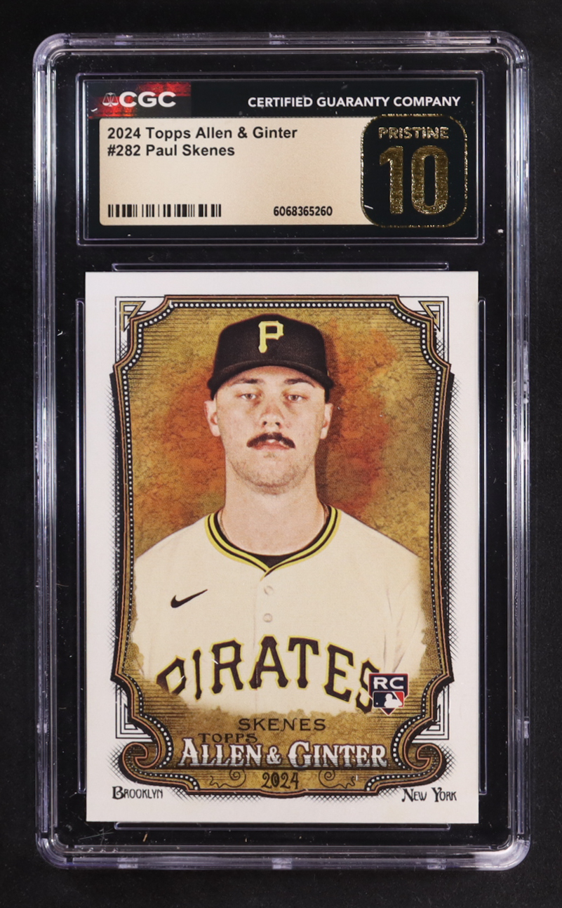 Paul Skenes 2024 Topps Allen and Ginter #282 RC (CGC 10 | Pristine Black Label) at PristineAuction.com Paul Skenes 2024 Topps Allen and Ginter #282 RC (CGC 10 | Pristine Black Label) at PristineAuction.com