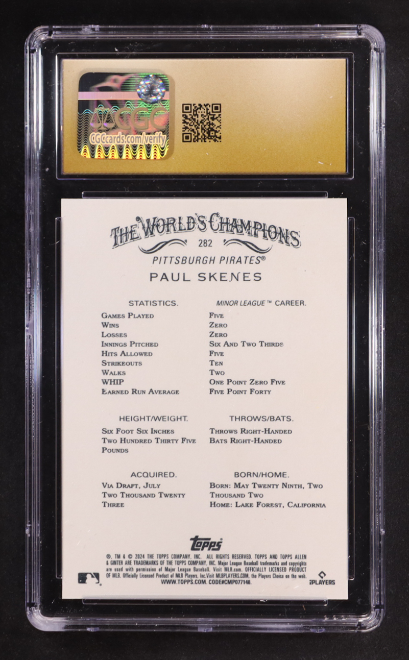 Paul Skenes 2024 Topps Allen and Ginter #282 RC (CGC 10 | Pristine Black Label) at PristineAuction.com Paul Skenes 2024 Topps Allen and Ginter #282 RC (CGC 10 | Pristine Black Label) at PristineAuction.com