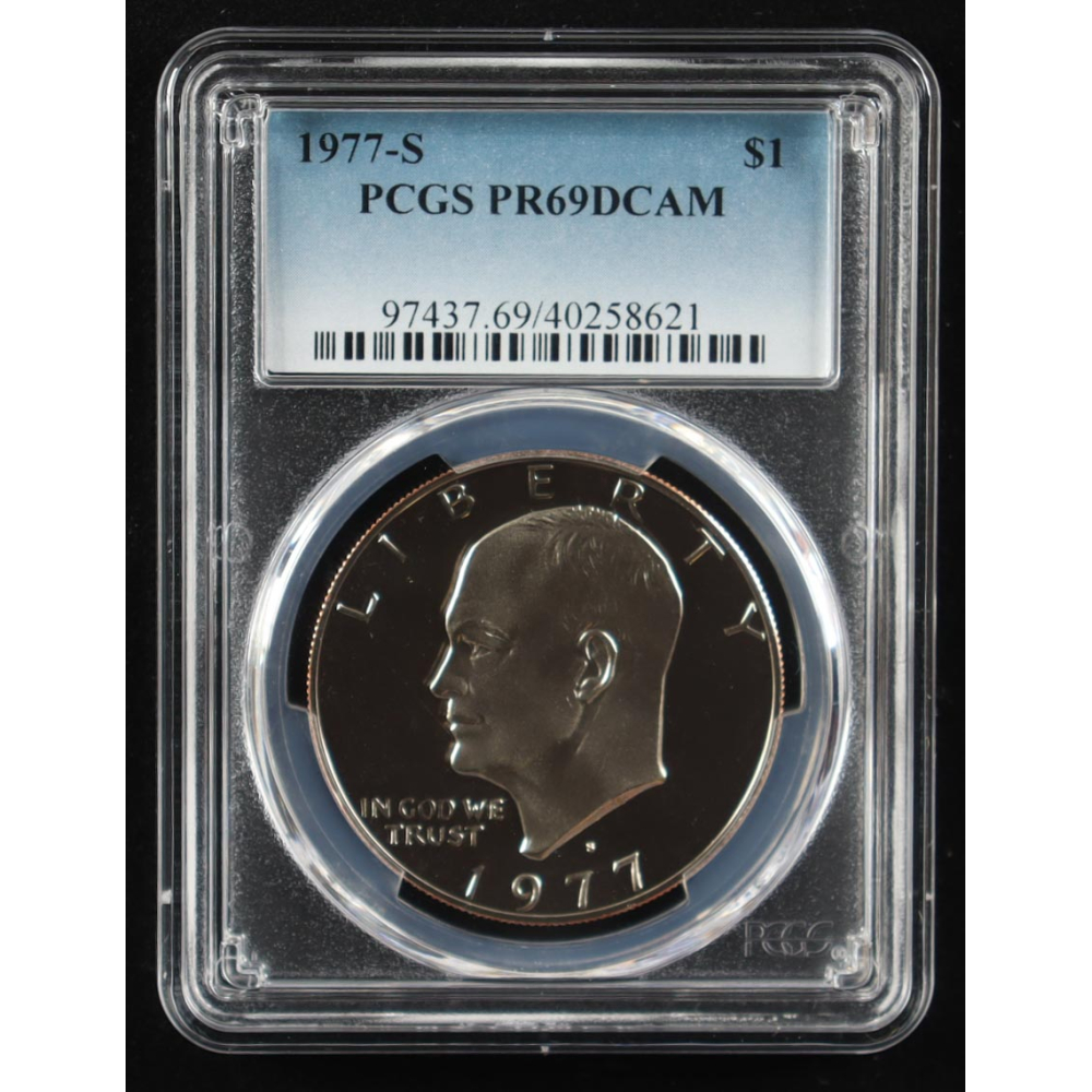 1977-S Eisenhower Silver $1 Dollar - Deep Cameo Proof (PCGS PR69DCAM) at PristineAuction.com