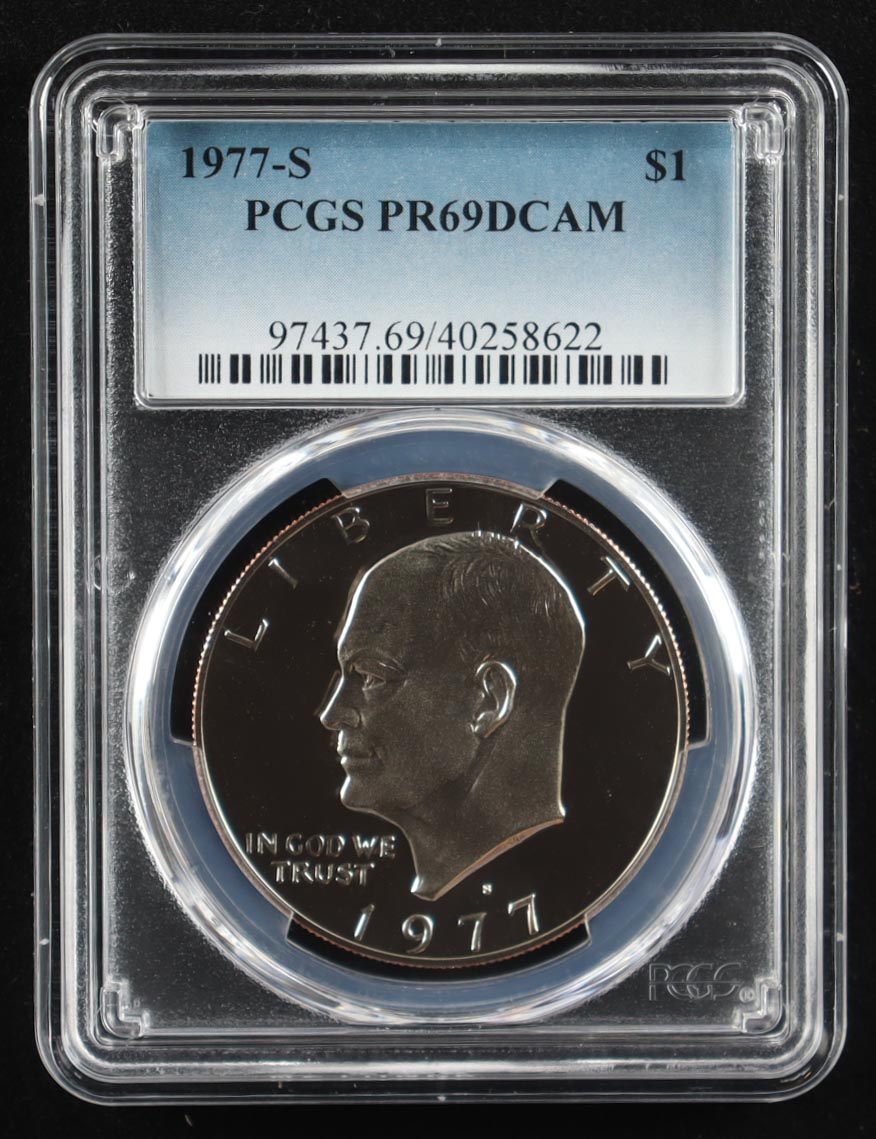 1977-S Eisenhower Silver $1 Dollar - Deep Cameo Proof (PCGS PR69DCAM) at PristineAuction.com 1977-S Eisenhower Silver $1 Dollar - Deep Cameo Proof (PCGS PR69DCAM) at PristineAuction.com