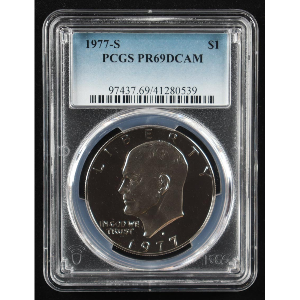 1977-S Eisenhower Silver $1 Dollar - Deep Cameo Proof (PCGS PR69DCAM) at PristineAuction.com