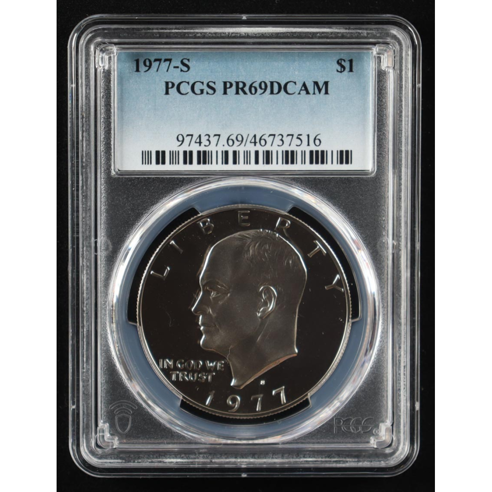 1977-S Eisenhower Silver $1 Dollar - Deep Cameo Proof (PCGS PR69DCAM) at PristineAuction.com
