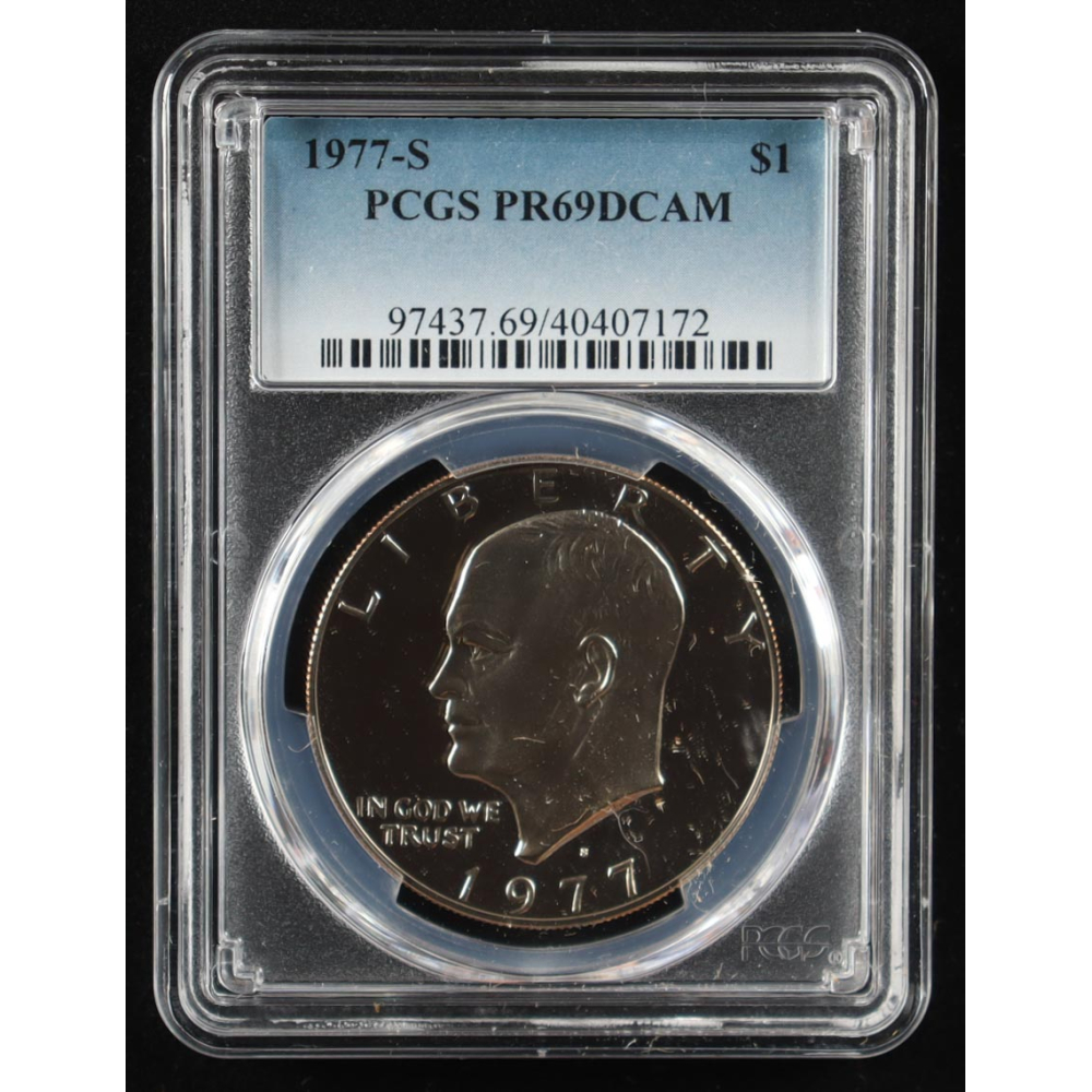 1977-S Eisenhower Silver $1 Dollar - Deep Cameo Proof (PCGS PR69DCAM) at PristineAuction.com