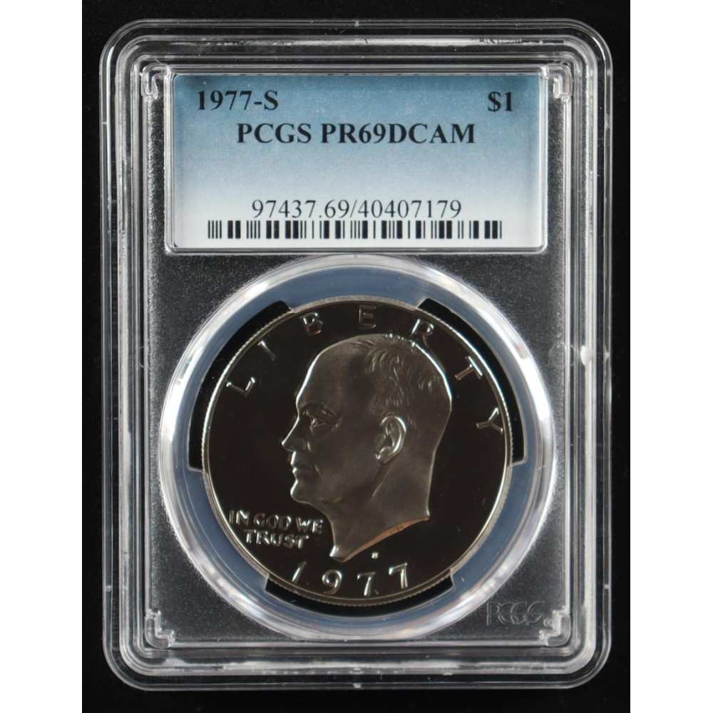 1977-S Eisenhower Silver $1 Dollar - Deep Cameo Proof (PCGS PR69DCAM) at PristineAuction.com