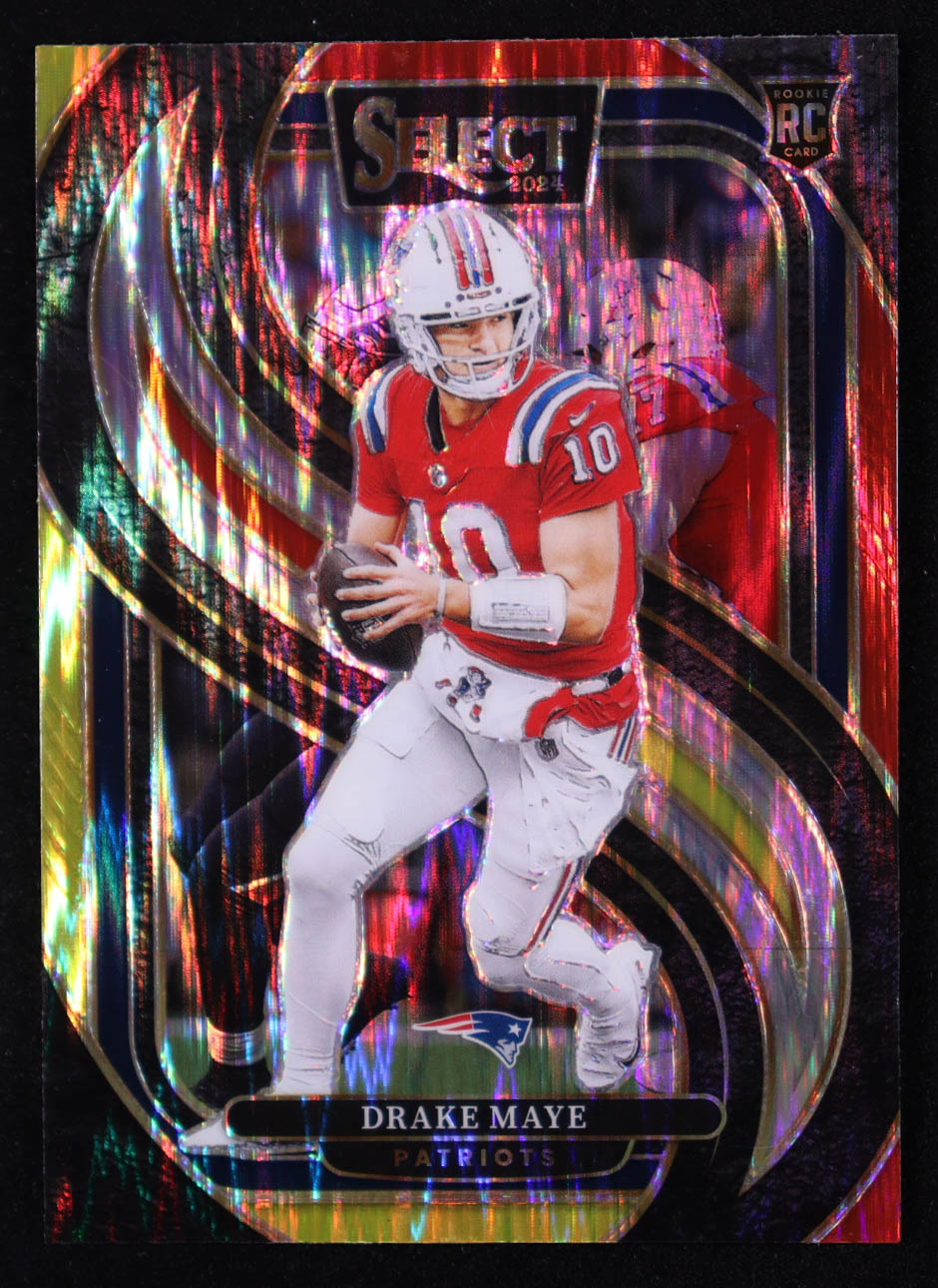 Drake Maye 2024 Select Prizm Red and Yellow Shock #113 RC at PristineAuction.com Drake Maye 2024 Select Prizm Red and Yellow Shock #113 RC at PristineAuction.com