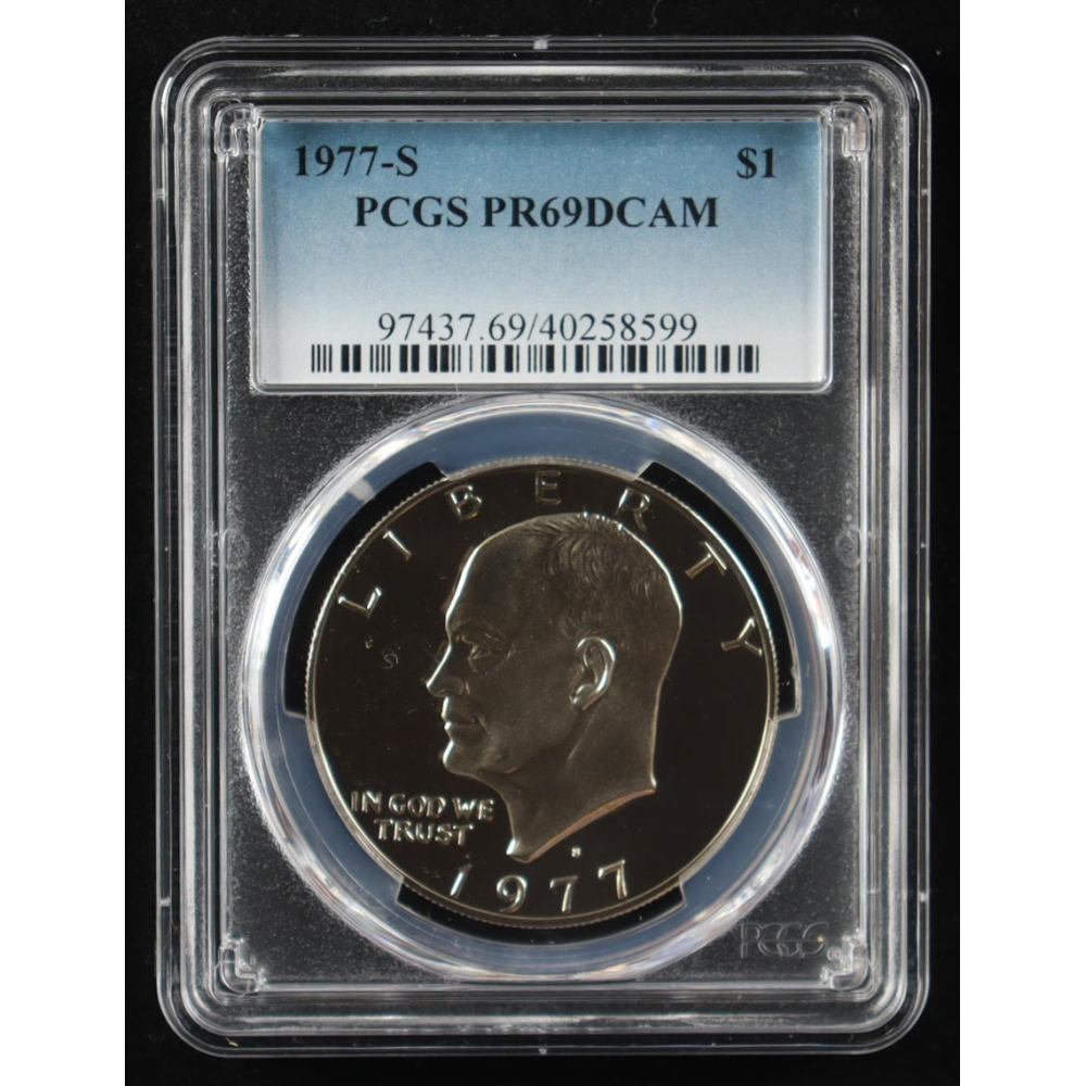 1977-S Eisenhower Silver $1 Dollar - Deep Cameo Proof (PCGS PR69DCAM) at PristineAuction.com