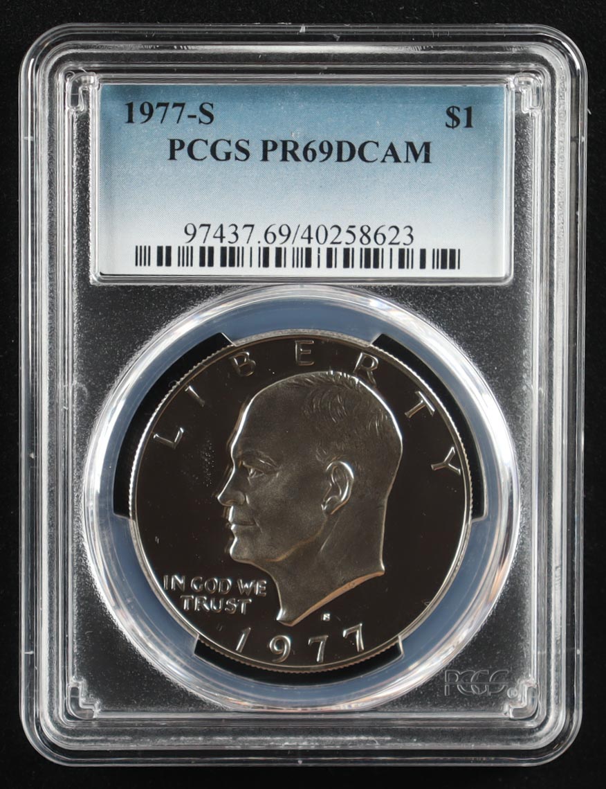 1977-S Eisenhower Silver $1 Dollar - Deep Cameo Proof (PCGS PR69DCAM) at PristineAuction.com 1977-S Eisenhower Silver $1 Dollar - Deep Cameo Proof (PCGS PR69DCAM) at PristineAuction.com
