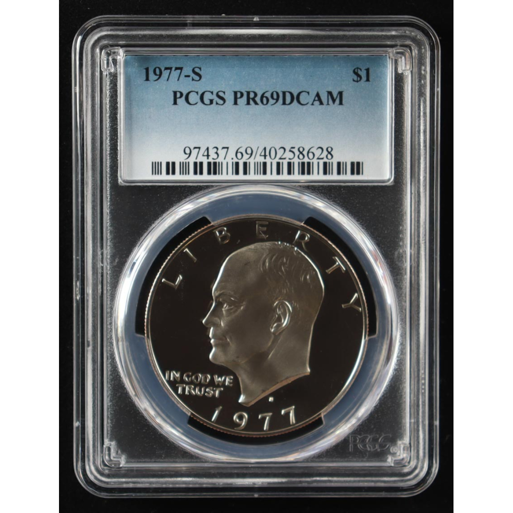 1977-S Eisenhower Silver $1 Dollar - Deep Cameo Proof (PCGS PR69DCAM) at PristineAuction.com