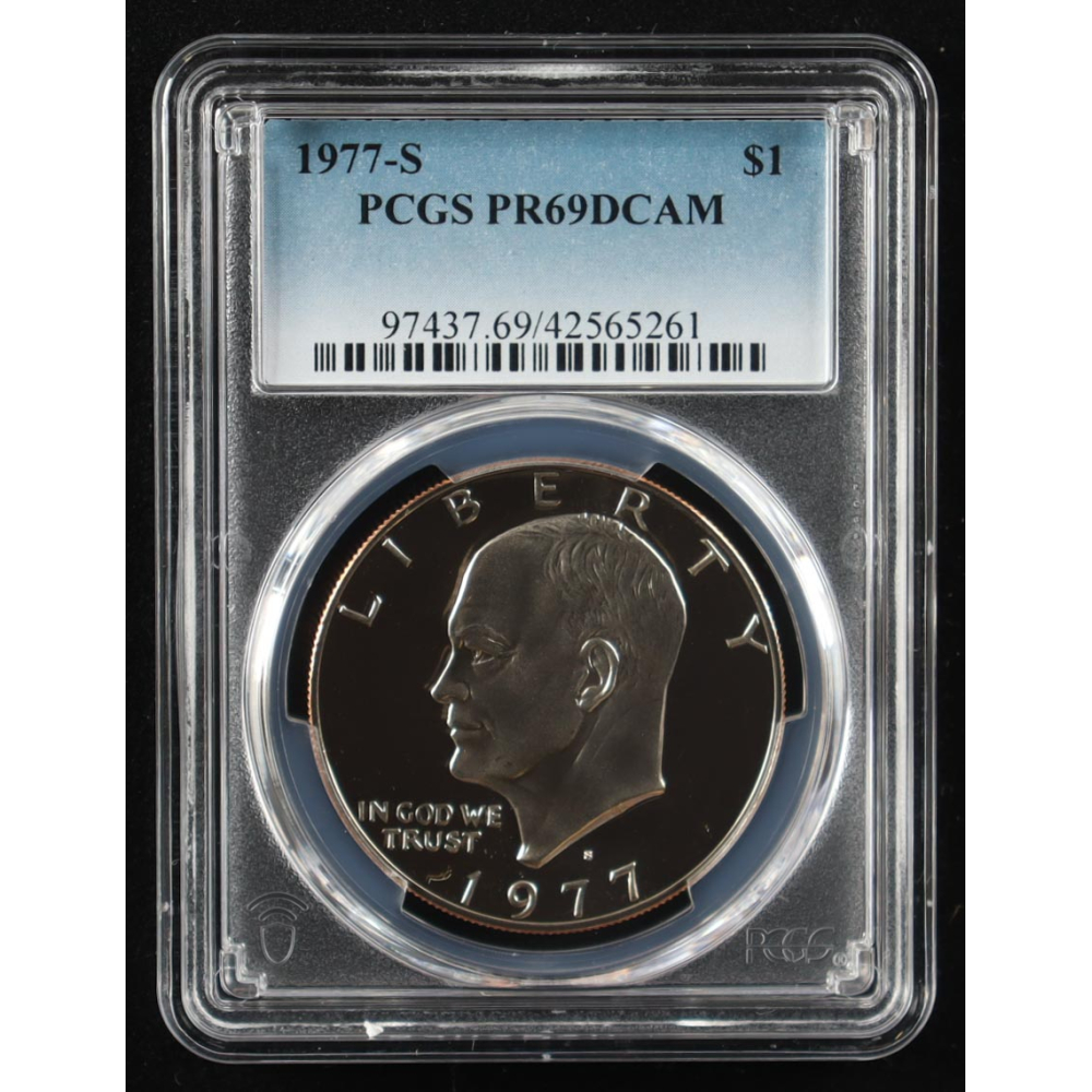 1977-S Eisenhower Silver $1 Dollar - Deep Cameo Proof (PCGS PR69DCAM) at PristineAuction.com